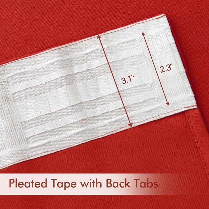 MIULEE Christmas Red Back Tab Blackout Curtains 52x96 Inch Long 2 Panels | Rod - Image 4