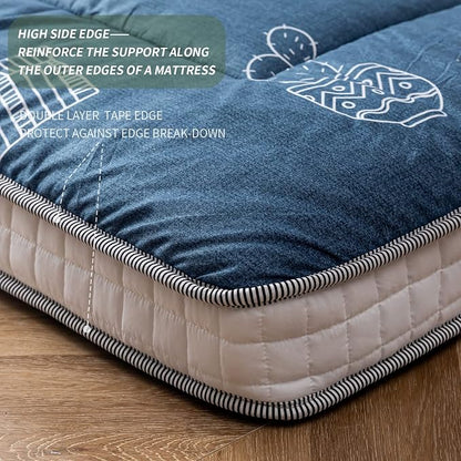 MAXYOYO Grey Cactus Pattern Full Size Futon Mattress, Quilted Bed Mattress - Image 8