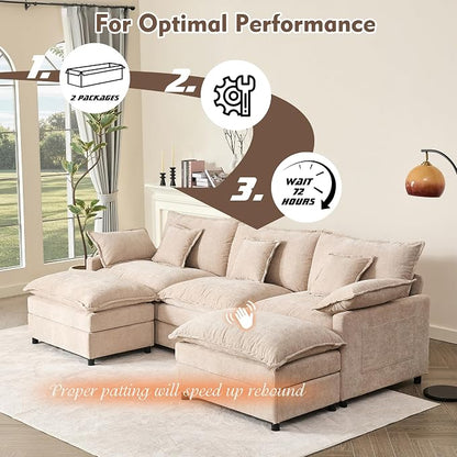 GOSUHI 108" U Shaped Couch, Modular Sectional Sofa, 3-Seater Comfy Cloud Couch - Image 7