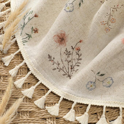 Boho Floral Light Filtering Curtains 84 Inch 2 Panels Linen Texture | Farmhouse - Image 3