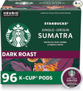 Starbucks K-Cup Coffee Pods, Dark Roast Coffee, Sumatra for Keurig Brewers, 100% Arabica, 4 boxes (96 pods total)