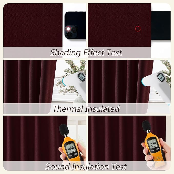 100% Blackout Curtains 96 Inch Length 2 Panels Set - Image 5