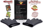 KITCHEN PERFECTION Silicone Smoker Oven Gloves -Extreme Heat Resistant BBQ Gloves -Handle Hot Food Right on Your Smoker Grill Fryer Pit|Waterproof Oven Mitts Grill Gloves |Superior Value Set+3 Bonuses