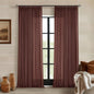 Brick Brown Pinch Pleated Light Filtering Linen Curtains 90 Inches Long | by Twodrapes