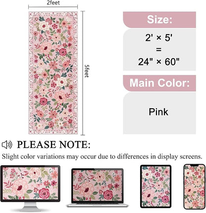 DUKINO 2x5 Runner Rug, Floral Washable Rug - Image 2