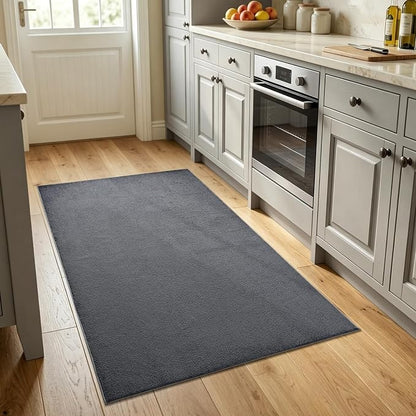 3x5 Dark Grey Solid Area Rug Washable Non-Slip Soft - Image 2