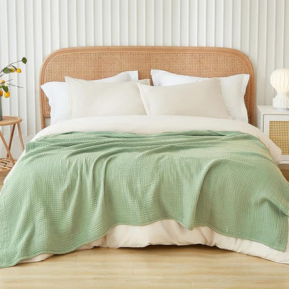 EMME Muslin Blankets for Adults Throw Blanket for Couch Breathable Gauze Soft - Image 9
