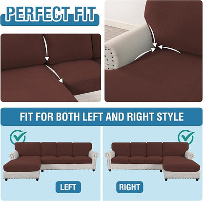 H.VERSAILTEX Sectional Couch Covers 4 Pieces Sofa Seat Cushion Covers L Shape - Image 5