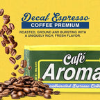 Café Aroma Decaf Dark Roast Espresso Ground Coffee, Authentic Cuban Style Coffee, Vacuum Sealed, 8.8oz, Perfect for Hot and Iced Coffee, 4-Pack