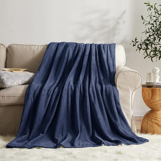 KMUSET Fleece Blanket King Size Navy Lightweight Super Soft Cozy Luxury by COZYBLANKETHappyHomeLife