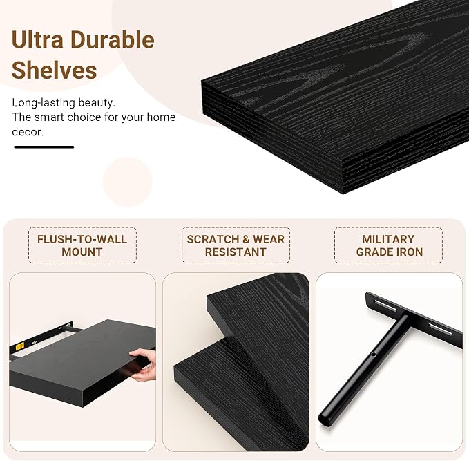 55 Inch Floating Shelves, 12 Inch Deep Floating Shelves - Image 5