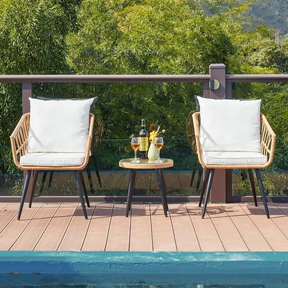 ECOTOUGE 6-Piece Wicker Patio Bistro Set, Outdoor Rattan Dining Set - Image 5