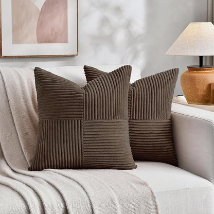 Fancy Homi 2 Packs Dark Brown Decorative Throw Pillow Covers 12x12 Inch - Image 5