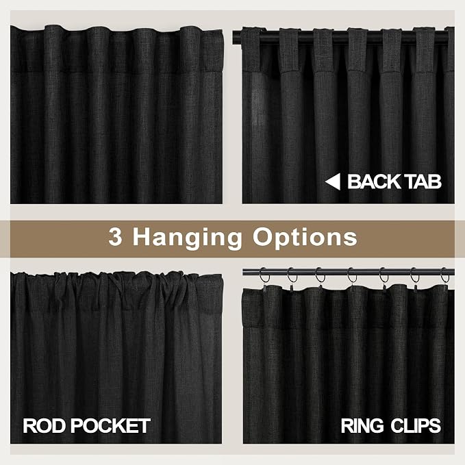 Pitalk 102 Inch Long Curtains Black - Image 5