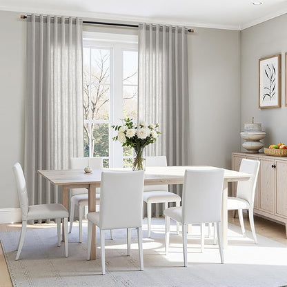 Light Gray Linen Curtains for Living Room 120 Inches Long Back Tab Light - Image 7