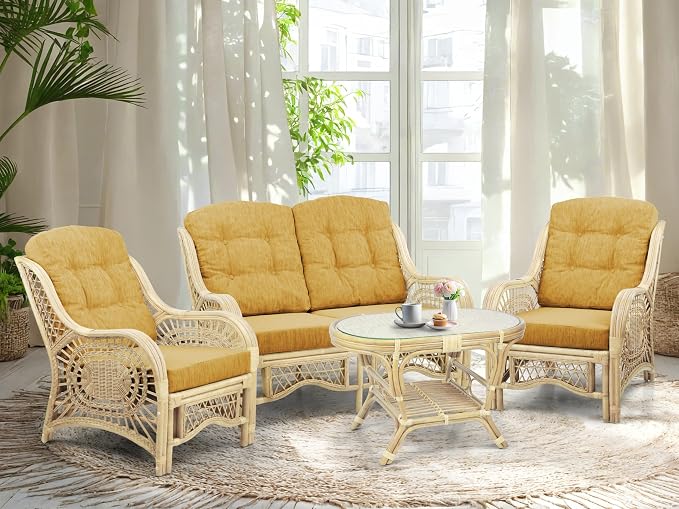 Malibu Lounge Loveseat Natural Color, Sofa Natural Rattan Wicker Handmade Design - Image 5