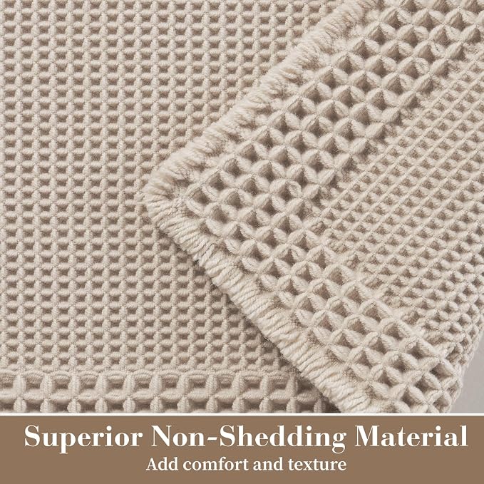 RESARE Waffle Bath Mat for Bathroom Non Slip Bathroom Rugs 18x30 Pale Beige | - Image 2