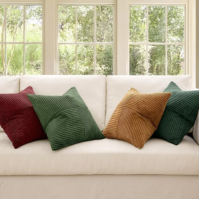 MIULEE Boho Christmas Green Decorative Throw Pillow Covers 18x18 Set of 4 - Image 2