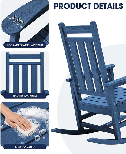 KINGYES Oversized Outdoor Rocking Chair, All-Weather Patio Rocking Chairs - Image 6