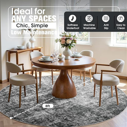 Aelenmu Round Rug 8ft Washable Rug - Image 3