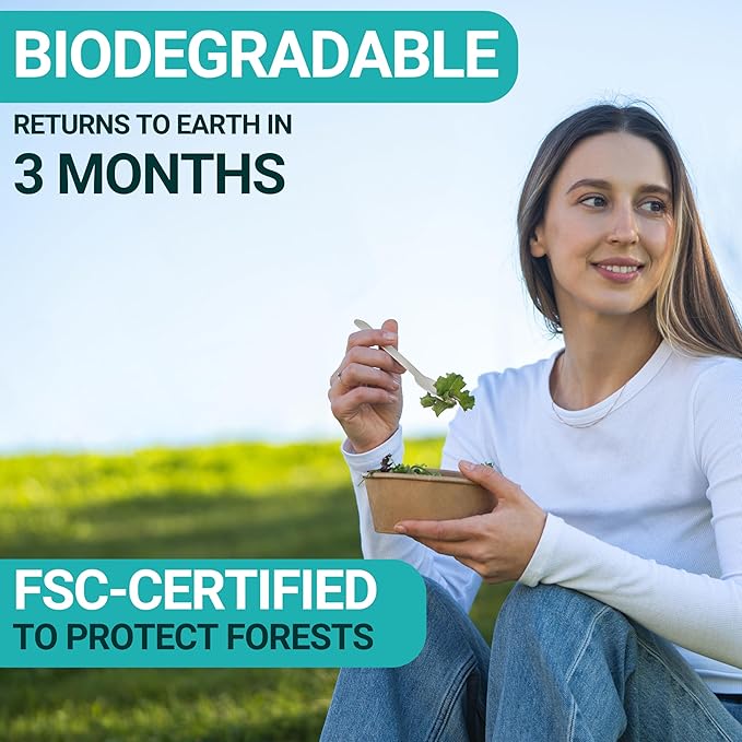 Disposable Wooden Spoons For Eating - 300pcs - Heavy Duty & Plastic Free - Our Guilt-Free FSC Certified Wood Protects Forests - A Great Alternative to Bamboo Spoons Disposable.