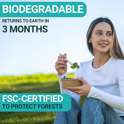 Disposable Wooden Spoons For Eating - 300pcs - Heavy Duty & Plastic Free - Our Guilt-Free FSC Certified Wood Protects Forests - A Great Alternative to Bamboo Spoons Disposable.
