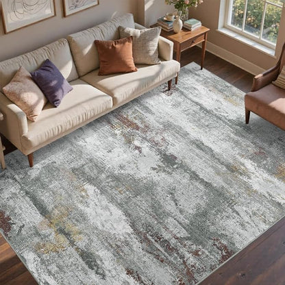 5x7 Ft Abstract Area Rugs for Living Room, Soft Non-Slip Modern Washable Rugs by Cuzwlovita