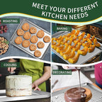 CEKEE Baking Sheet and Cooling Rack Set (2 Baking Pans + 2 Baking Racks), Stainless Steel Cookie Sheet Baking Pan Tray for Toaster Oven, Non Toxic & Heavy Duty & Easy Clean, Size 16 x 12 x 1 Inches