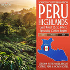 Peru Highlands Flavored Whole Bean Coffee, Light Roast Coffee Beans with Bright Citrus, Pear, and Honey Floral Finish, Single Origin 12 oz Bag, Perfect Andes Beans