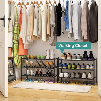 viewcare 3-Tier Black Bamboo Shoe Rack - Image 4