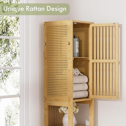 Amazer 70'' Tall Bathroom Storage Cabinet Bamboo, Narrow Storage Cabinet - Image 6