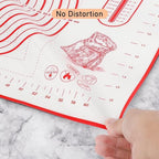 Silicone Baking Mat with Measurements, Pastry Mat for Rolling Out Dough, Kitchen Counter Mat, Red, 20" x 28", Fondant Mat/Oven Liner Mat