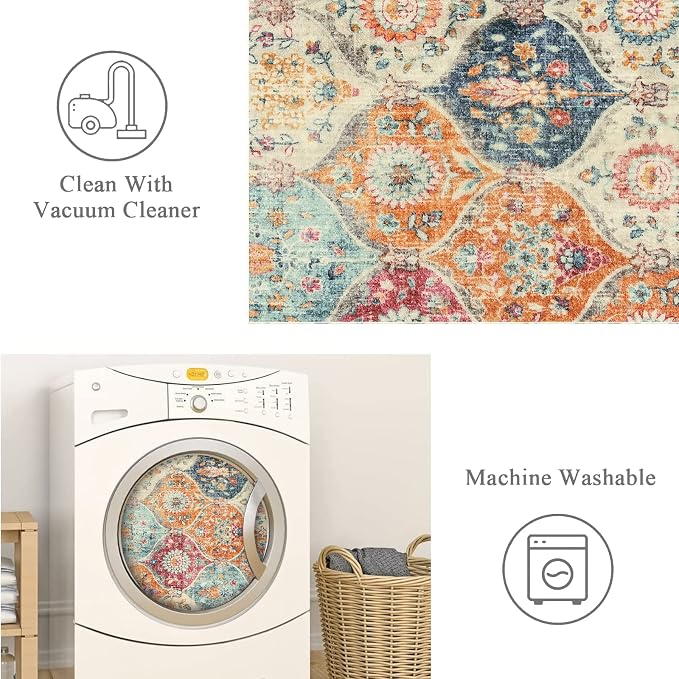 Lahome Moroccan Washable Runner Rug 2x10, Kitchen Runners - Image 3