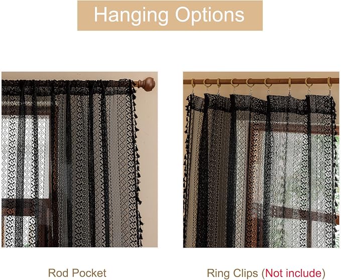 Sutuo Home Lace Boho Curtains 2 Panels - Image 5