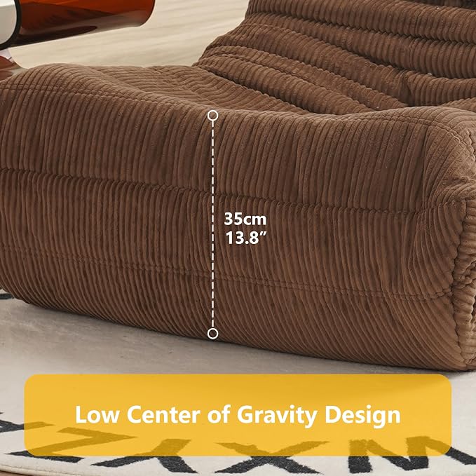 N&V Fireside Chair, Mid Century Armless Floor Sofa, Soft Premium Corduroy Floor - Image 2