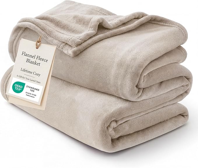 Bedsure GentleSoft Fleece Blankets Twin Size Oxford Tan by Unknown