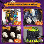 Halloween Molds Silicone for Chocolate 3 Pack, 3D Halloween Chocolate Candy Gummy Mold Skull Pumpkin Bat Ghost Witch Hat Spider tombstone Shapes Mold