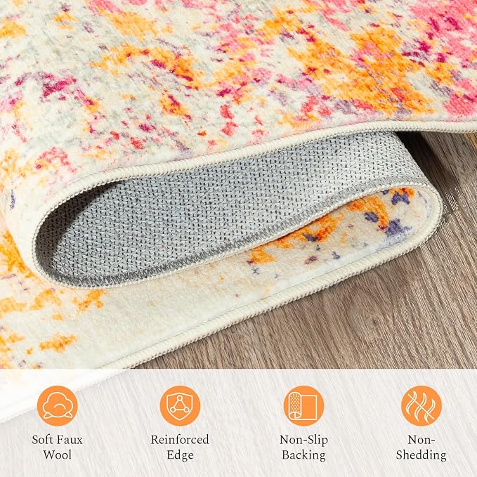 Rugflix 3x5 Entrance Rugs, Washable Colorful Rainbow Entry Small Rug | Machine - Image 7