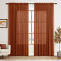 Extra Wide Linen Curtains for Living Room 84 Inches Long Terracotta Light by Nanspring