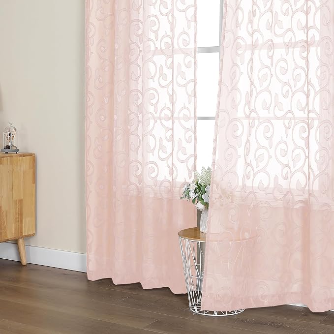 Furman Extra Long Blush Pink Sheer Curtains 96 inches Long - Image 7