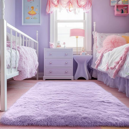 Fluffy Soft Purple Rug 5x7 Ft, Shaggy Rugs - Image 9