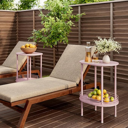 Pink Side Table Set of 2, Small Modern Round Side Table - Image 7