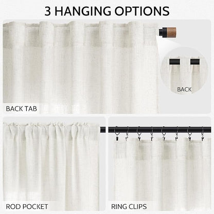 Neutral Linen Curtains 84 Inch Length 2 Panels Set - Image 2
