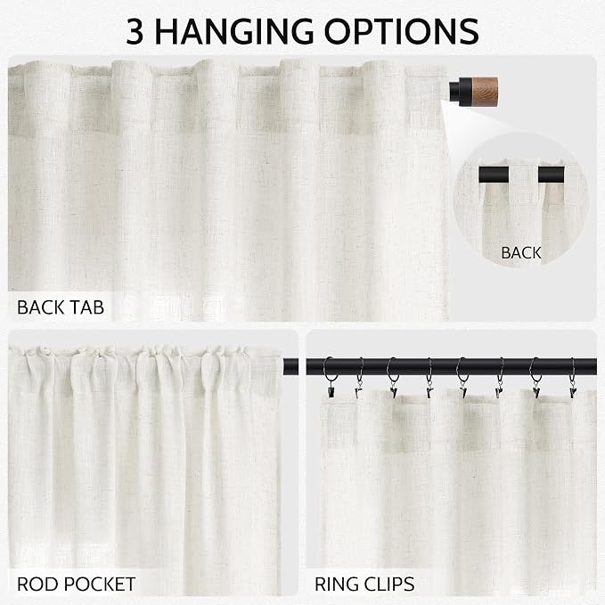 Neutral Linen Curtains 120 Inches Long - Image 2