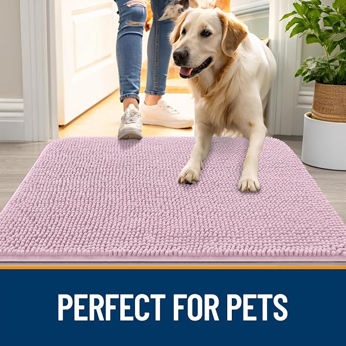 OLANLY Dog Door Mat for Muddy Paws 54x24, Super Absorbent Chenille Mud Mat | - Image 6