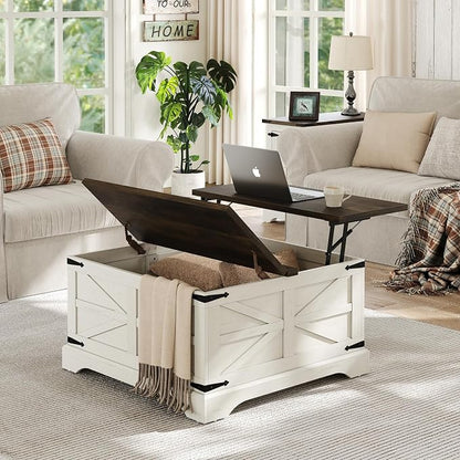 Furnideco Farmhouse Lift Top Coffee Table, Square Wood Center Table by FurnidecoFurniture