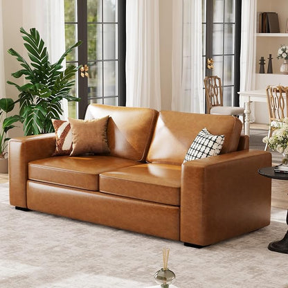 ABCASA Loveseat Set of 2, Living Room Furniture Set, Oversized Faxu Leather Sofa - Image 8