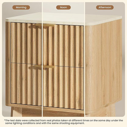 Fluted Nightstand Set of 2, Modern End Table - Image 4