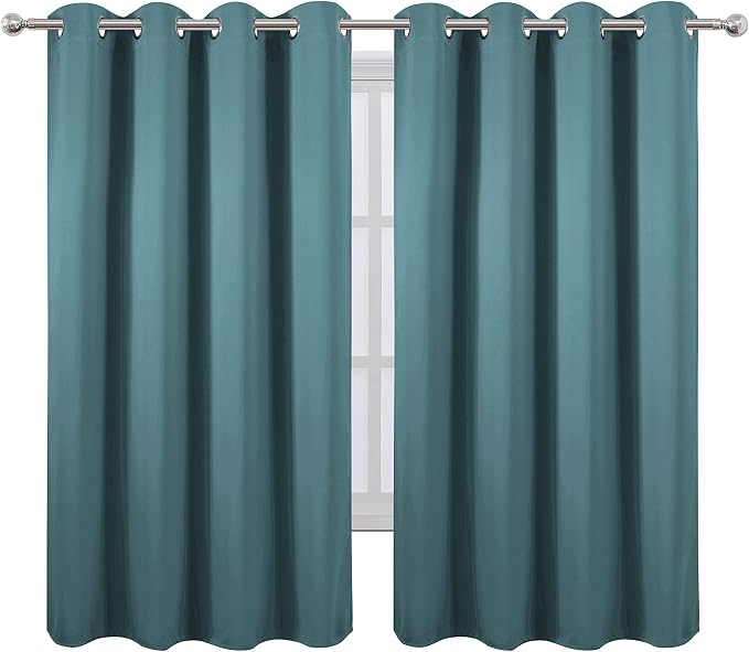 Sea Teal Thermal Blackout Curtains/52 x 63 Inch/Set of 2 Panels Room Darkening - Image 2