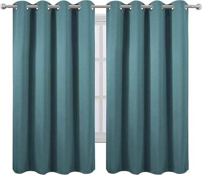 Sea Teal Thermal Blackout Curtains/52 x 63 Inch/Set of 2 Panels Room Darkening - Image 2